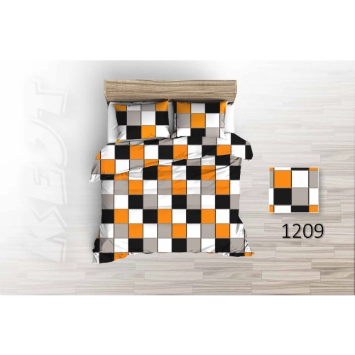Komplet pościeli z kory w kolorowe kwadraty 160x200 + poduszki 70x80