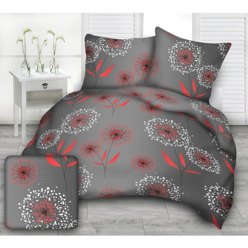 Komplet Pościeli z Bawełny 160x200 czerwone dmuchawce