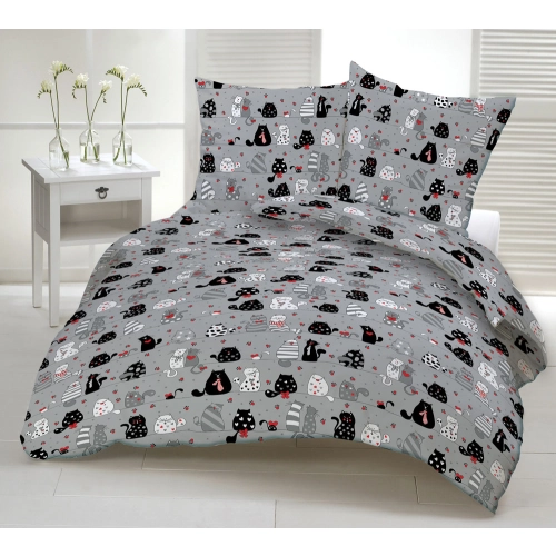 Komplet Pościeli z Bawełny 160x200 kot