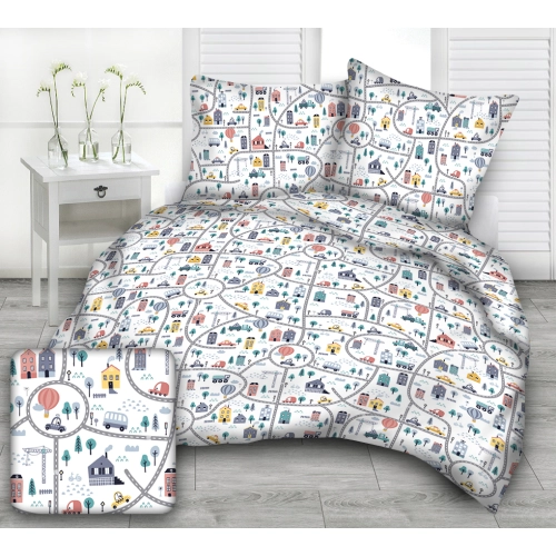 Komplet Pościeli z Bawełny 160x200 ulice