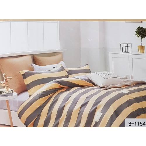 Komplet Pościeli z Bawełny satynowej 160x200 miodowe pasy