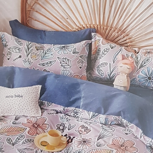 Pościel dwustronna liście kwiaty