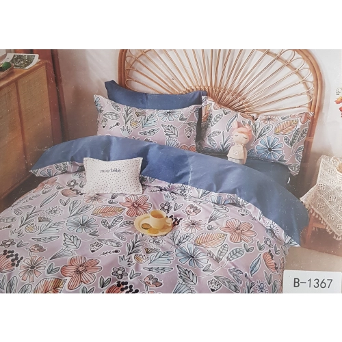 Pościel dwustronna liście kwiaty