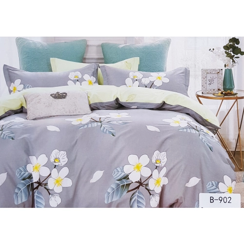 Komplet Pościeli z Bawełny satynowej 160x200 białe kwiaty