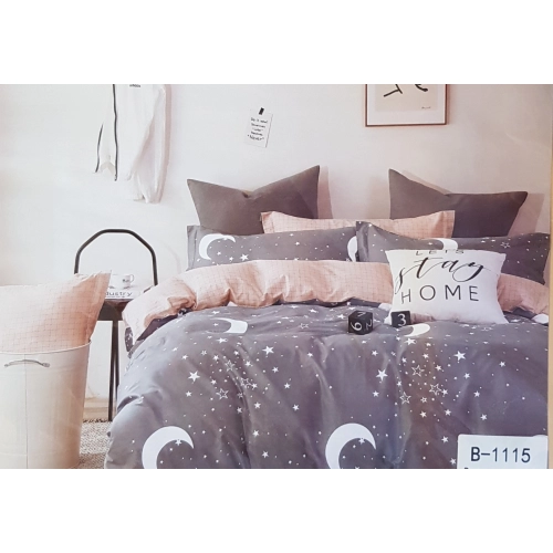 Komplet Pościeli z Bawełny Satynowej 100% 160x200 2x70x80 GWIAZDY I KSIĘŻYCE