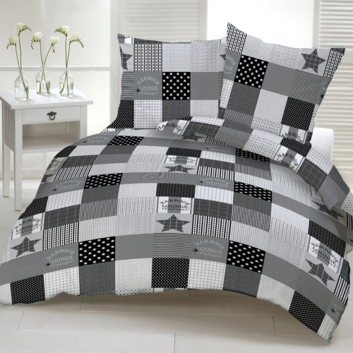 Pościel flanelowa w kratę szarą