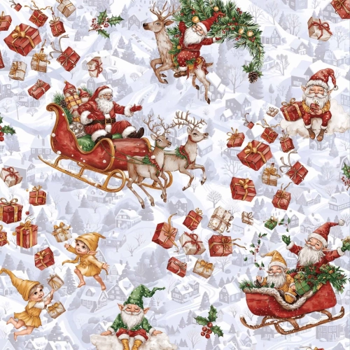 Wzór pościeli bawełnianej świątecznej w sanie Mikołaja