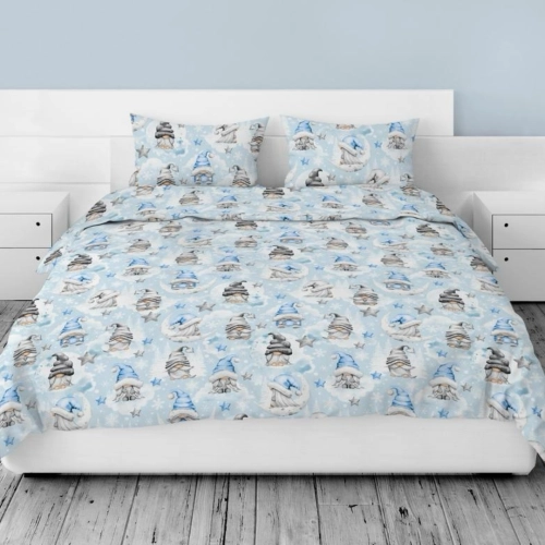 Błękitna pościel w świąteczny wzór