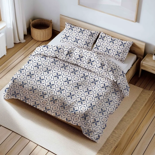 Posciel do sypialni w kolorach niebieskiego i granatu