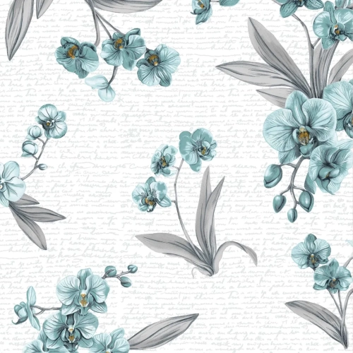 wzor poscieli w orchidee turkusowe