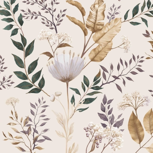 Szczegółowy wzór pościeli z suszonymi kwiatami